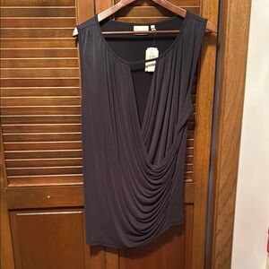 Chic Sleeveless Draped Top in Charcoal